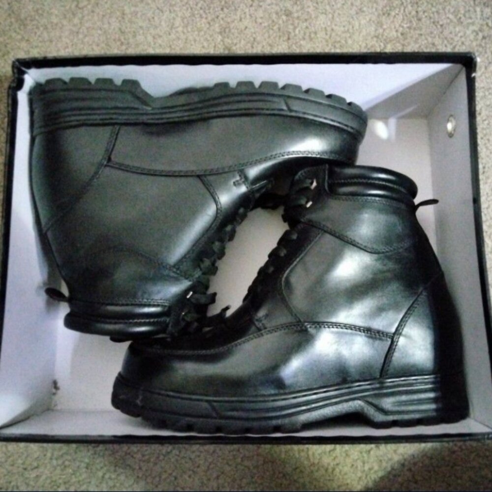 CALDEN Military-Style Leather Heightening Boots (M Size 9)